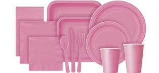 Pastel Pink Plain Tableware