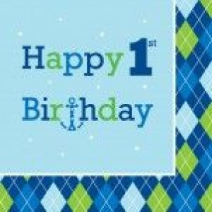 A Pack of 16 Ocean Boy 1st Birthday Napkins