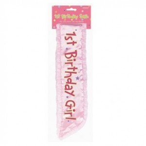 1st Birthday Girl Pink Sash