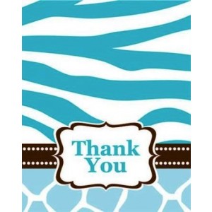 A Blue Wild Safari Thank You Card