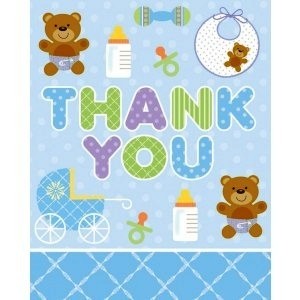 Blue Teddy Bear Thank You Card