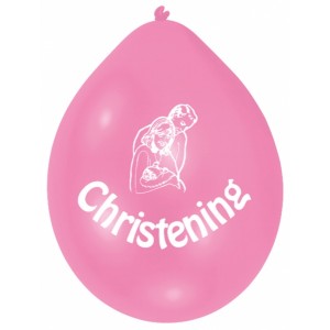 pink christening celebration balloons