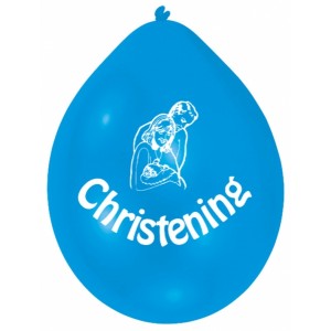 blue christening celebration balloons
