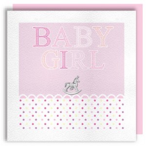 Baby Girl Rocking Horse Charm Card