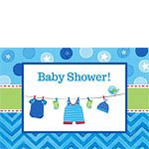 Baby Boy Clothes Line Invitations and Envelopes 