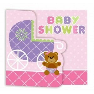 Baby Pink Teddy Bear Baby Shower Invitation