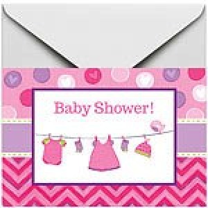Baby Girl Clothes Line Invites 