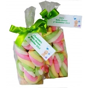 Bag of rainbow twist Marshmallows with Personalised Label