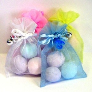 Trio of Bath Bombs in Shimmery Organza Bags with Charm