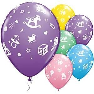 Baby's nursery assorted latex balloons pack of 6