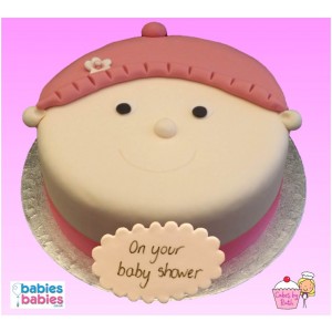 pink hat girl baby shower cake