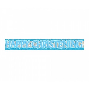 blue and silver christening banner