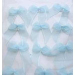 A Pack of 12 Pastel Blue Organza Bows