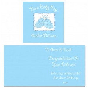 Baby Boy Personalised Bootie Greeting Card