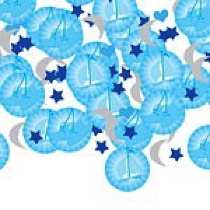 CHRISTENING BOOTIES BLUE CONFETTI