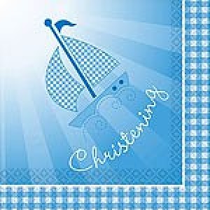 CHRISTENING BOOTIES BLUE NAPKINS