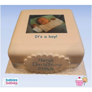 christening photo cake