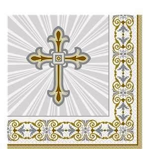 Silver & Gold Radiant Cross Napkins