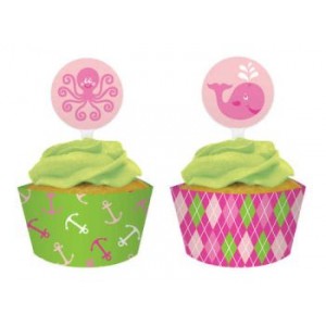 A Pack of Ocean Girl Cupcake Wraps & Picks