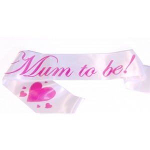 A Mum To Be Satin Sash White/Pink