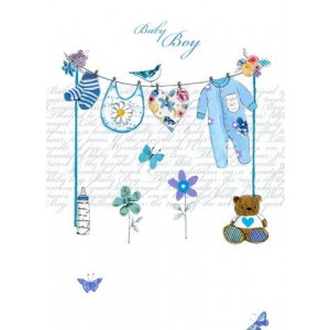 Baby Boy Clothes Line Card