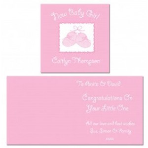 Baby Girl Personalised Bootie Greeting Card