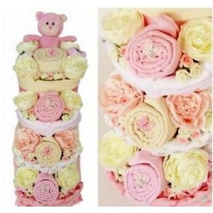 Bouquet Baby Nappy Cake - Blue, Pink or Cream