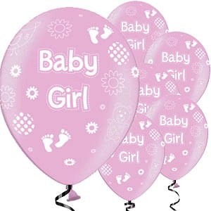 baby girll pink latex balloons