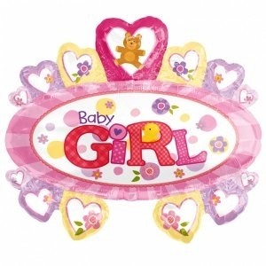 Giant Baby Girl Heart Cluster Foil Balloon