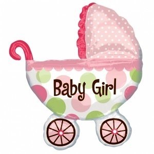 A Giant Baby Girl Pram Foil Balloon