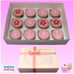 baby shower cupcakes - pink icing