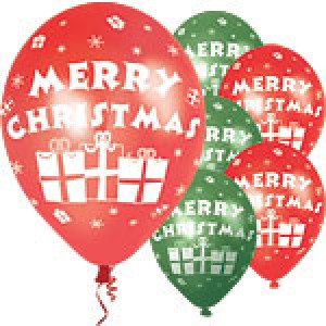  Merry Christmas Red & Green Presents Balloons - 11" Latex