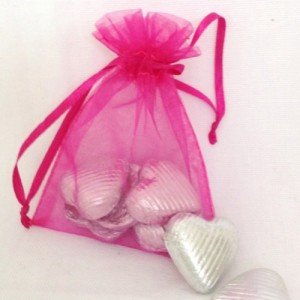 Organza bags with sweets or chocolates & charm