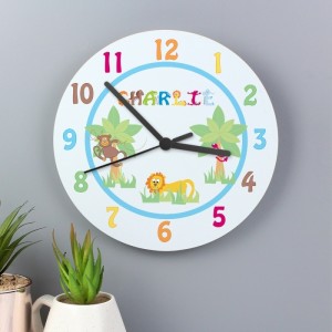 Personalised Animal Alphabet Boys Large Wooden Clock