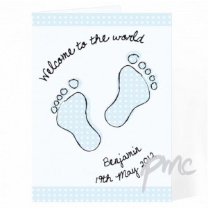 blue personalised foot print card