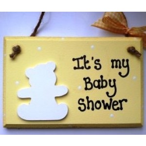yellow baby shower wooden plaque