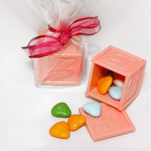 A Pink ABC Baby Block Favour
