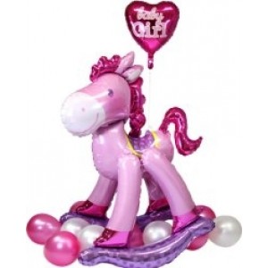 Pink Rocking horse foil balloon 50inch 