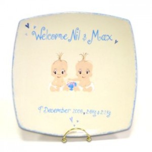 Twin Baby Personalised Plate