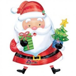 Santa & Tree Christmas Supershape Balloon - 37" Foil