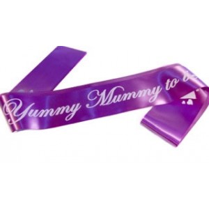 A Yummy Mummy To Be Satin Sash Purple/White