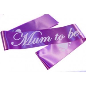 A Mum To Be Satin Sash Purple/White