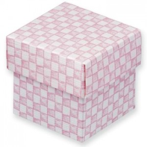 1 Pink & White Gingham DIY Favour Box with Lid