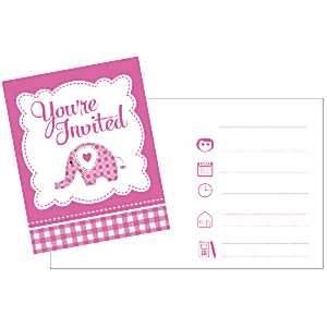 SWEET BABY GIRL ELEPHANT Invitations x 8