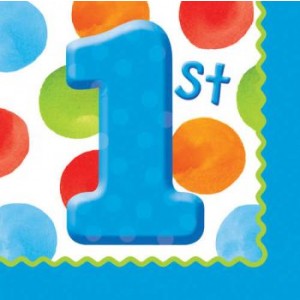 1st Birthday Boy Dots Napkins