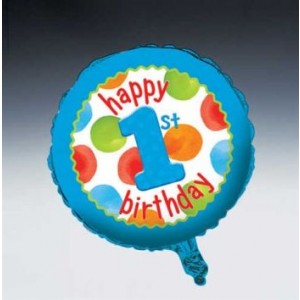 1st Birthday Boy Dots Foil Balloon