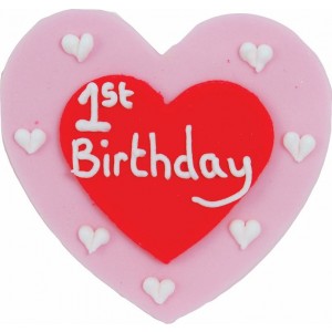 1st Birthday Girl Heart Cake Decoration