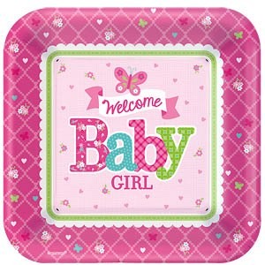 Welcome Baby Girl Plates