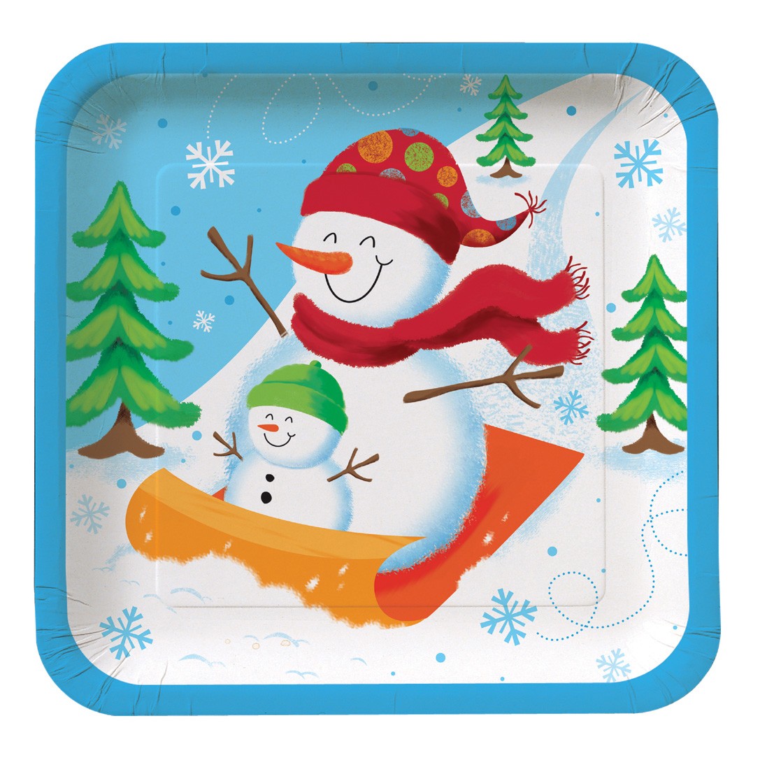 Pack of Sledging Snowman Plates