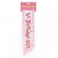 1st Birthday Girl Pink Sash